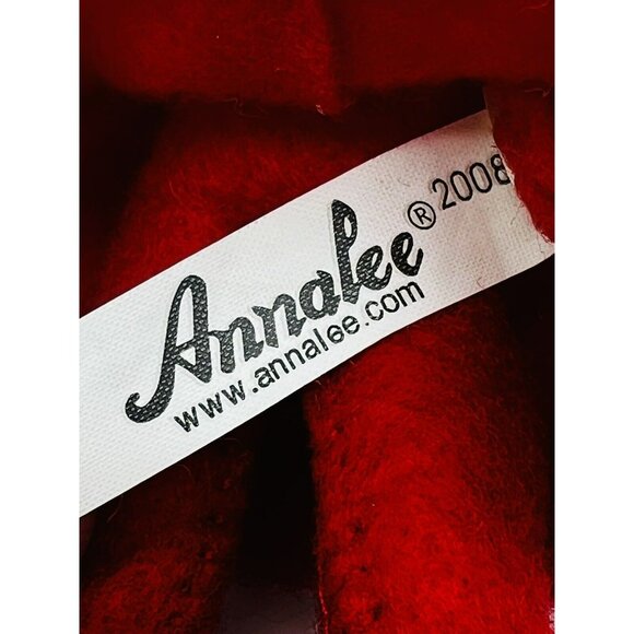 Annalee Green Red Elf Christmas Pair 2008 Silver Trim Open Eyes Mouth 7 inch - Picture 6 of 13